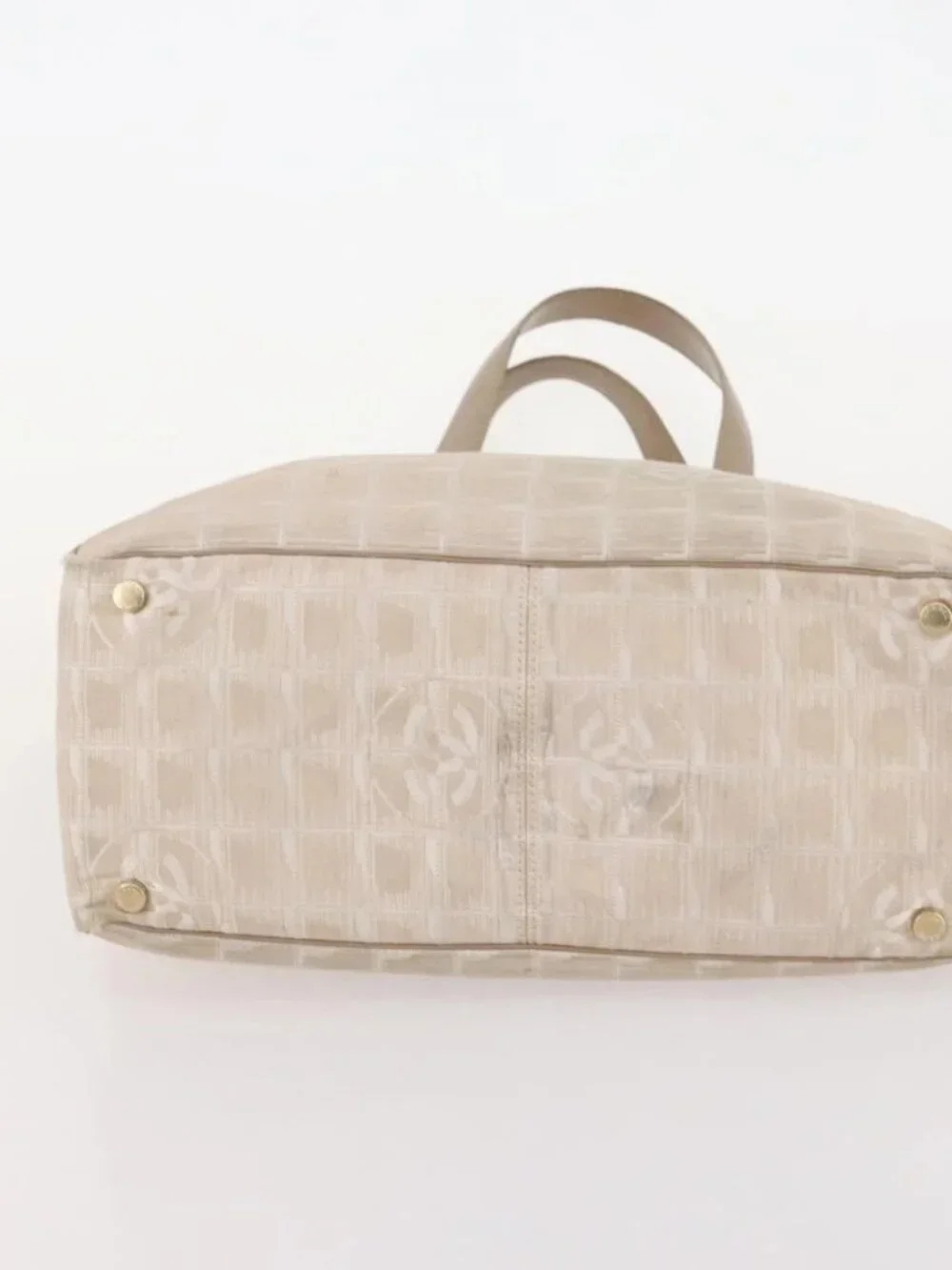 CHANEL New Travel Line Tote Bag Nylon 4 Set Beige CC Auth ti3920